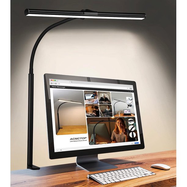 Lámpara de escritorio para oficina en casa – Lámpara de trabajo para arquitecto que cuida los ojos, 25 modos de iluminación, lámpara de escritorio LED ajustable, luz flexible con abrazadera