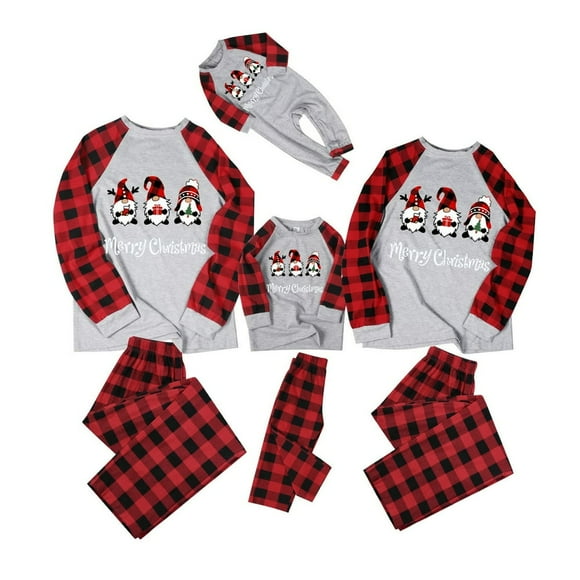 Family Christmas Pjs Matching Set Gnomes Plaid Baby Soft Sleepwear