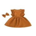thumbnail image 4 of Robe en Velours Côtelé pour Bébés Filles, Robe Sans Manches à Volants avec Bandeau, 4 of 6