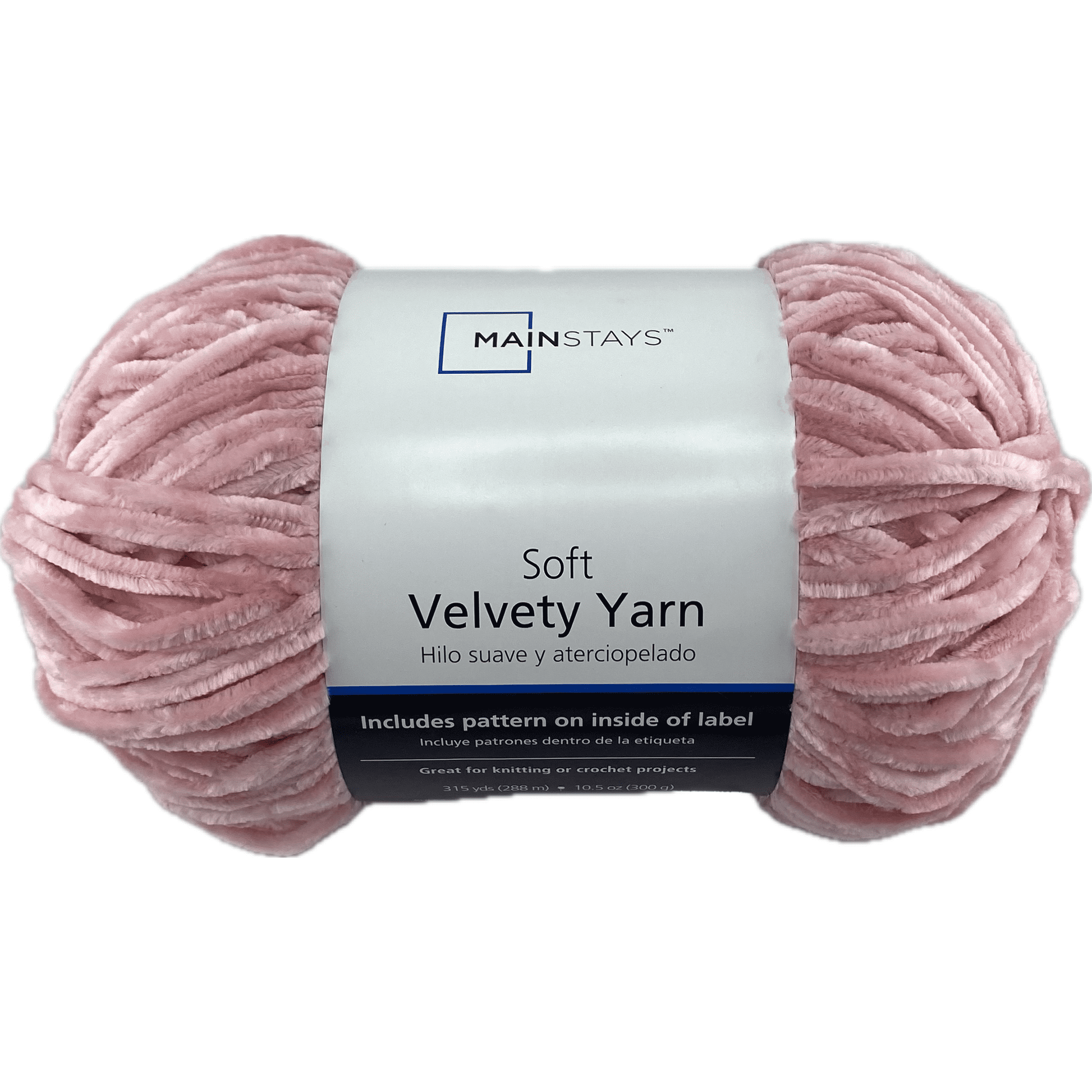 Mainstays Soft Velvety Yarn, 315 yd, Light Pink, 100% Polyester, Pack of 4