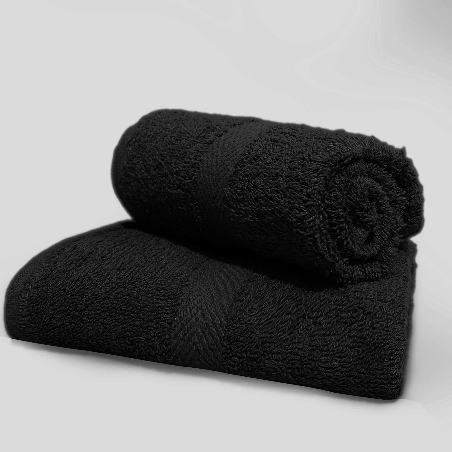 Soft Textiles 12 Pack Black Color Salon Towel Premium Hotel, Salon & Gym Hand Towels, 100% Cotton