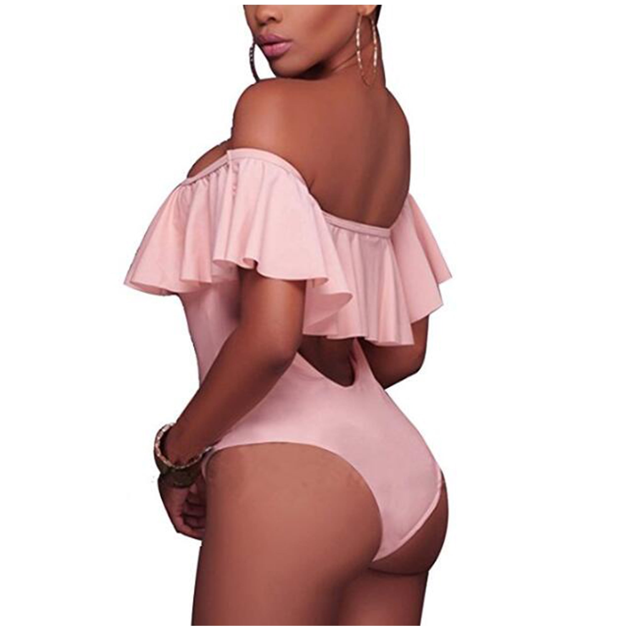 Pink One Shoulder with Ruffle One-Piece Swimsuit – Beach Groove Swimwear
