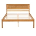 thumbnail image 5 of Euroco Full Platform Bed, Modern Wood Frame Bed with Headboard and Slats for Kids Room, No Box Spring Needed, Oak, 5 of 11