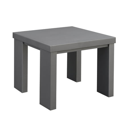 - Aluminum Framed End Table with Plank Style Top, Gray