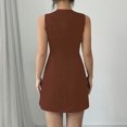 thumbnail image 7 of Womens Dresses Women's Fashion Sleeveless Slim Round Neck Bow Dress Sleeveless Round Neck Dress Brown XXL, 7 of 7