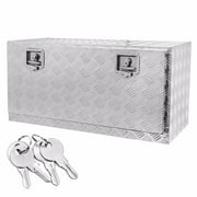 XtremepowerUS 36" Truck Tool Box Aluminum Pickup Flat Bed with Build-in Lock Storage