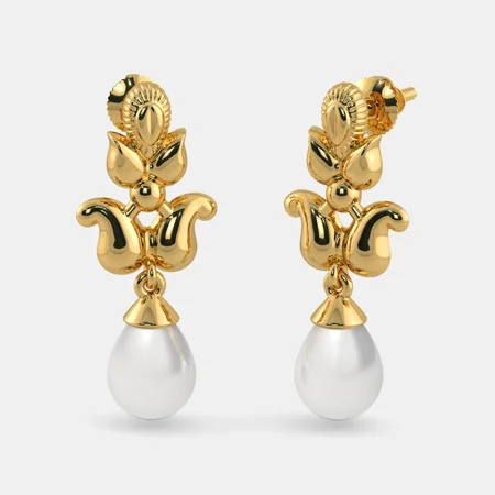 MDK JEWELS Pearl Gemstone Earrings In 18k Yellow Gold 2.068 Gram