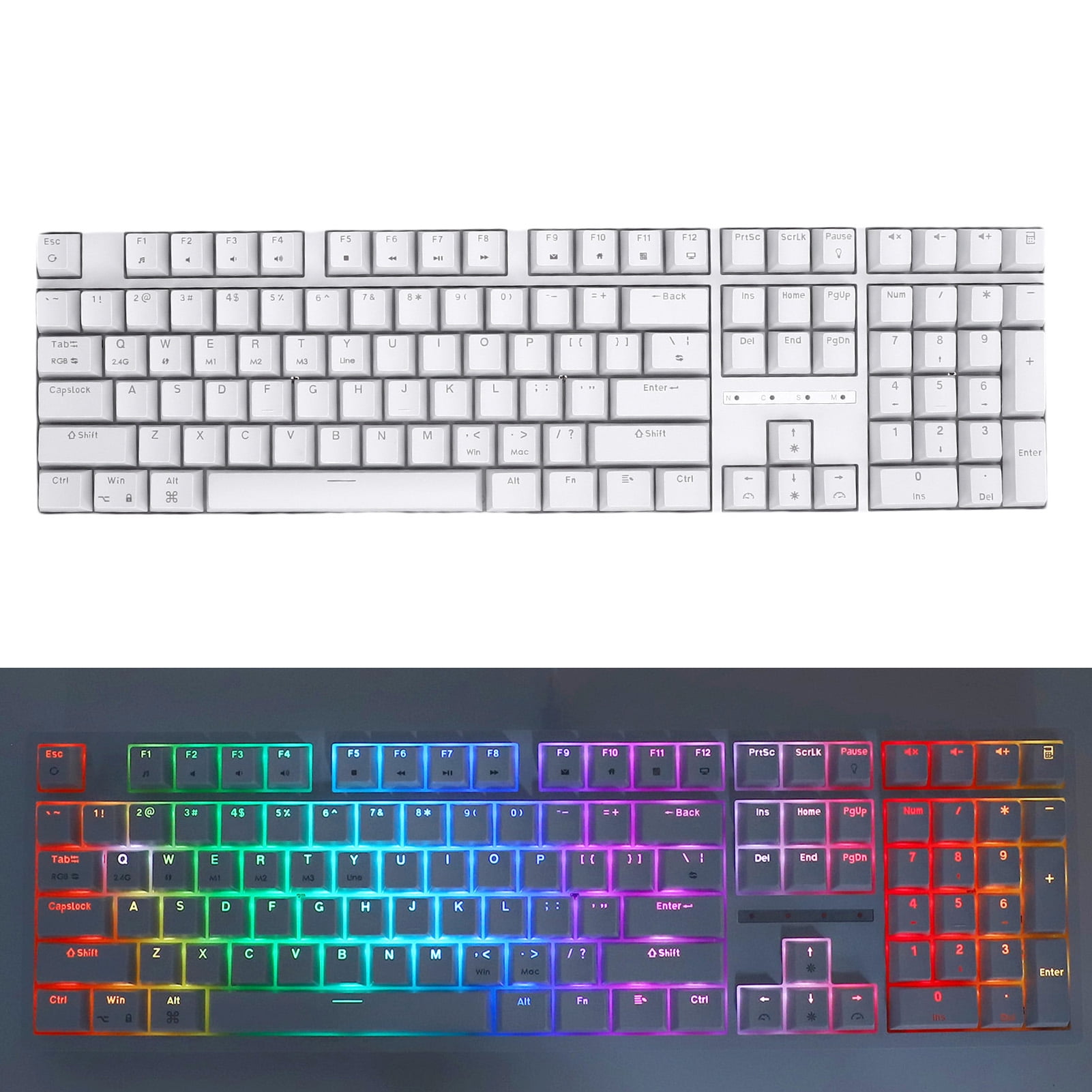 Mechanical Keyboard, USB C Wired BT 5.1 2.4Ghz Blue Switch RGB Backlit Wireless Mechanical Keyboard Hot Swappable  for PC Laptop