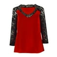 thumbnail image 4 of Pntutb Camiseta de gasa de manga larga mediana con encaje para mujer con cuello en V y camiseta suelta grande Pntutb Pntutb-4429, 4 of 9