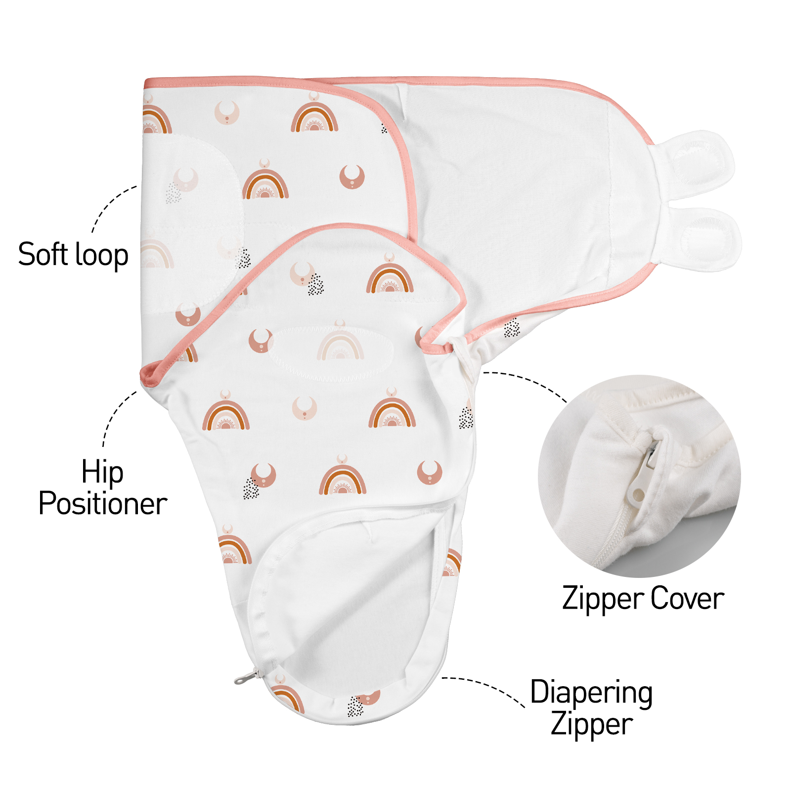 Gllquen Baby Swaddles with Zipper, Sunrise, 3-Pack photo 5