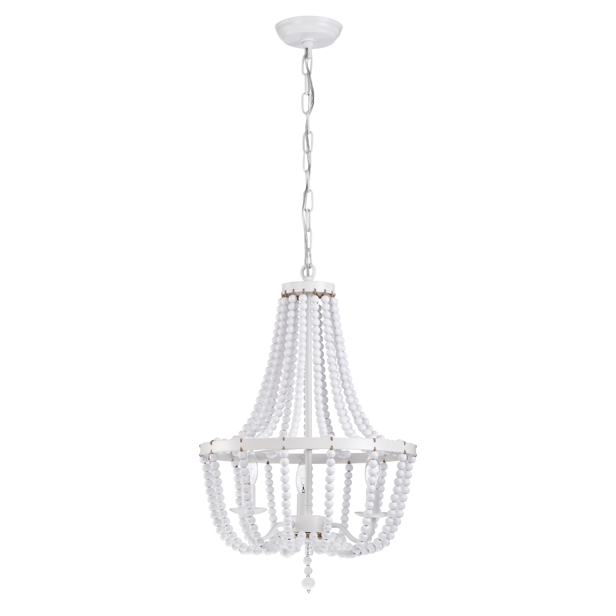 Demi 16 in. 4-Light Indoor Gloss White Finish Chandelier with Light Kit