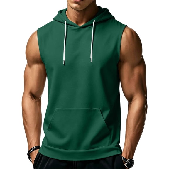 Sleeveless Hooded Tank Tops for Men Workout Gym Training Hoodies Bodybuilding Muscle Cut Off T-Shirts