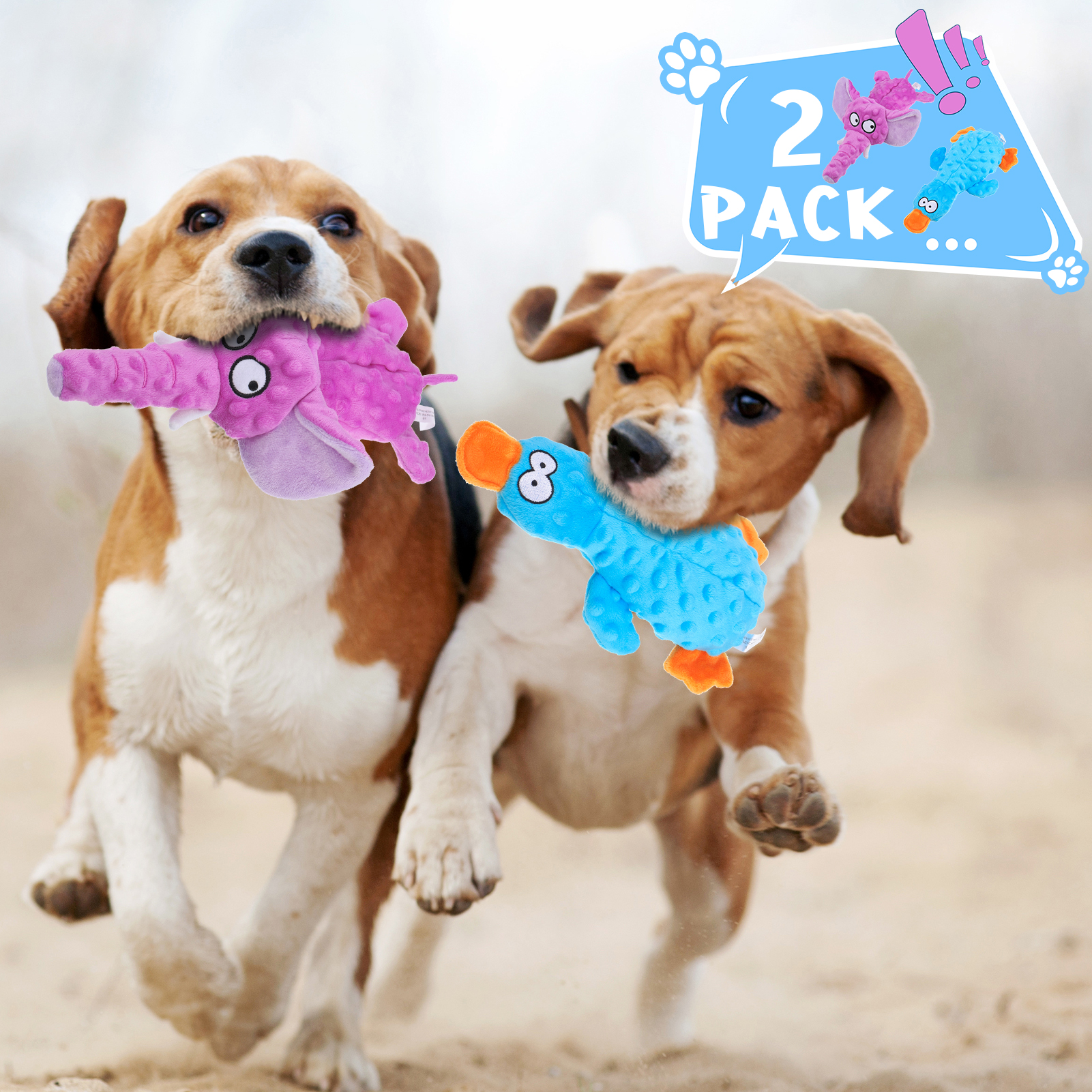 Sixwipe 2-Pc Squeaky Crinkle Dog Toys, Small photo 7