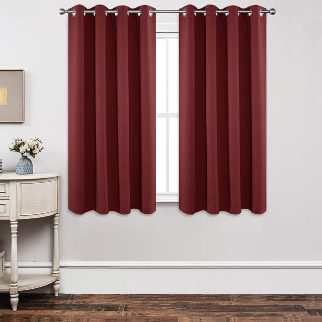 Cortinas Joydeco 107x160 cm con aislamiento térmico, color burdeos, 2 unidades