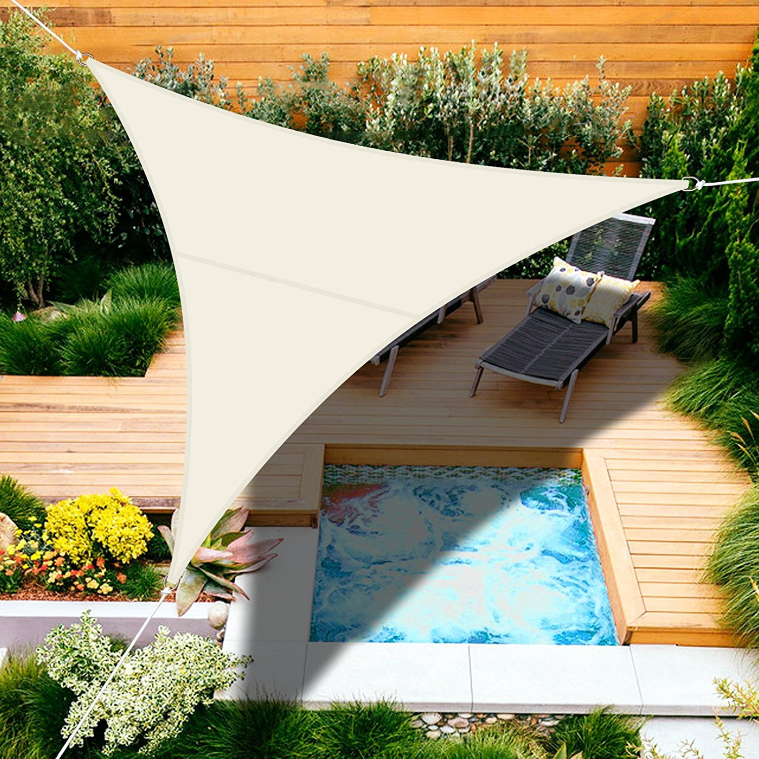 Sunrise Outdoor Sun Shade Sail 12'x12'x12' Triangle UV Top Cover Canopy - Ecru