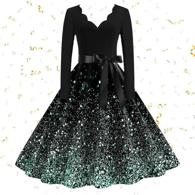 Vestidos de Lino Para Mujer Vestido Para Mujer Moda Manga Larga Cuello En V Fiesta de Noche de Navidad Fiesta de Graduación Vestido de Playa