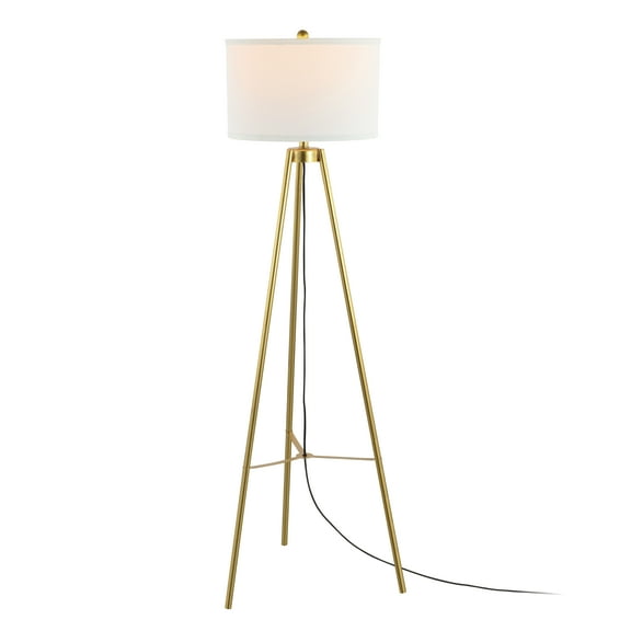 SAFAVIEH Falco 60 in. Glam Gold Iron Floor Lamp with White Cotton Shade