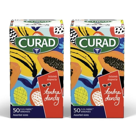 2 Pack - Curad Kendra Dandy Flex-Fabric Adhesive Bandages, Variety Pack – Standard Strips & XL, 50 Ct 1 ea
