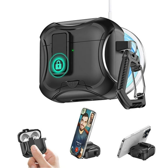 for Airpods pro 3 Case, AirPods Pro 3 USB-C & ,Drop-Proof Protection, Magnetic Lid Easy Open, Stand Design(Black)