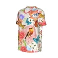 thumbnail image 2 of Balery Flowers And Birds Watercolor Baseball Jersey for Men Casual Button Down Shirts Short Sleeve Active Team Sports Uniform-3X-Large, 2 of 9