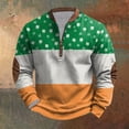 thumbnail image 4 of Penkiiy Día de San Patricio de hombre 1/4 Sweatshirt de cuello cremallera Shamrock camisa irlandesa de manga larga 4XL Multicolor, 4 of 5