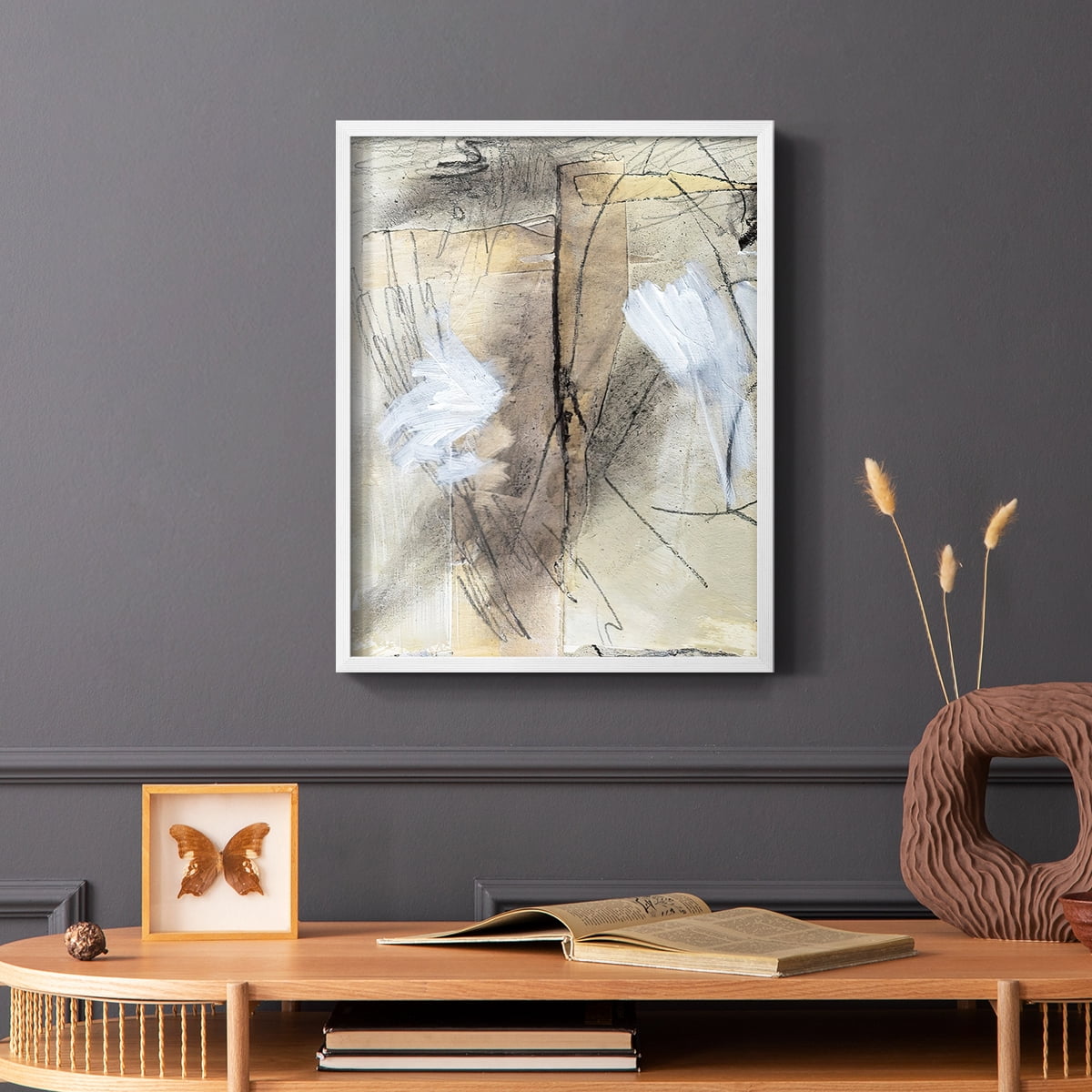 Masked Notes VIII Framed Print in White Solid Wood Framed Print No Nail Hanging
