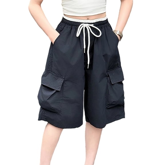 Glisme Little Girls Trousers Solid Color With Pockets And Drawstring Autumn Soft Girls Wide Leg Pants Size 5-6 Years