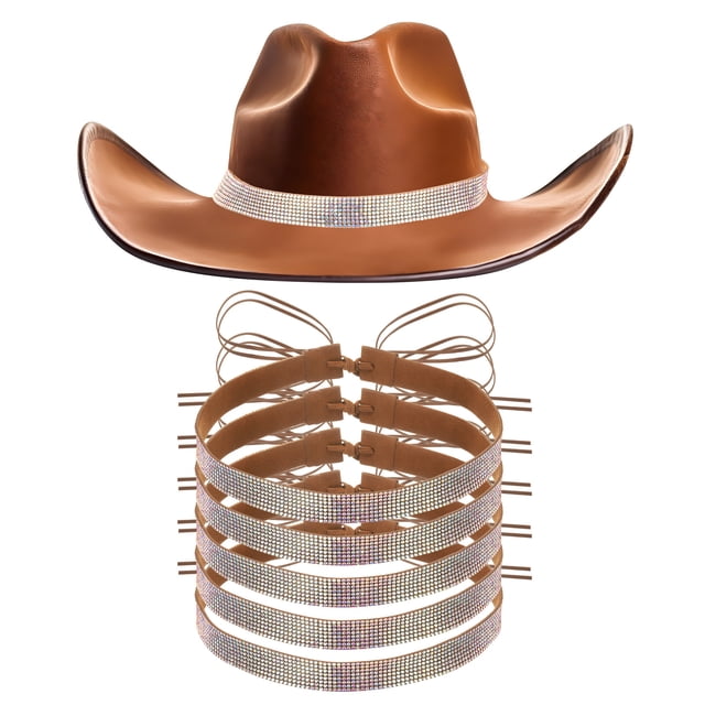 6 PCS Banda de Sombrero de Rhinestone, Cinturones Brillantes para Sombreros de Vaquero para Mujeres y Hombres (Multicolor)