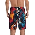thumbnail image 2 of Balery Rock Skull Singer Men's Cotton Knit Pajama Shorts Waistband & Pockets,Short Pajama Pants-Medium, 2 of 8