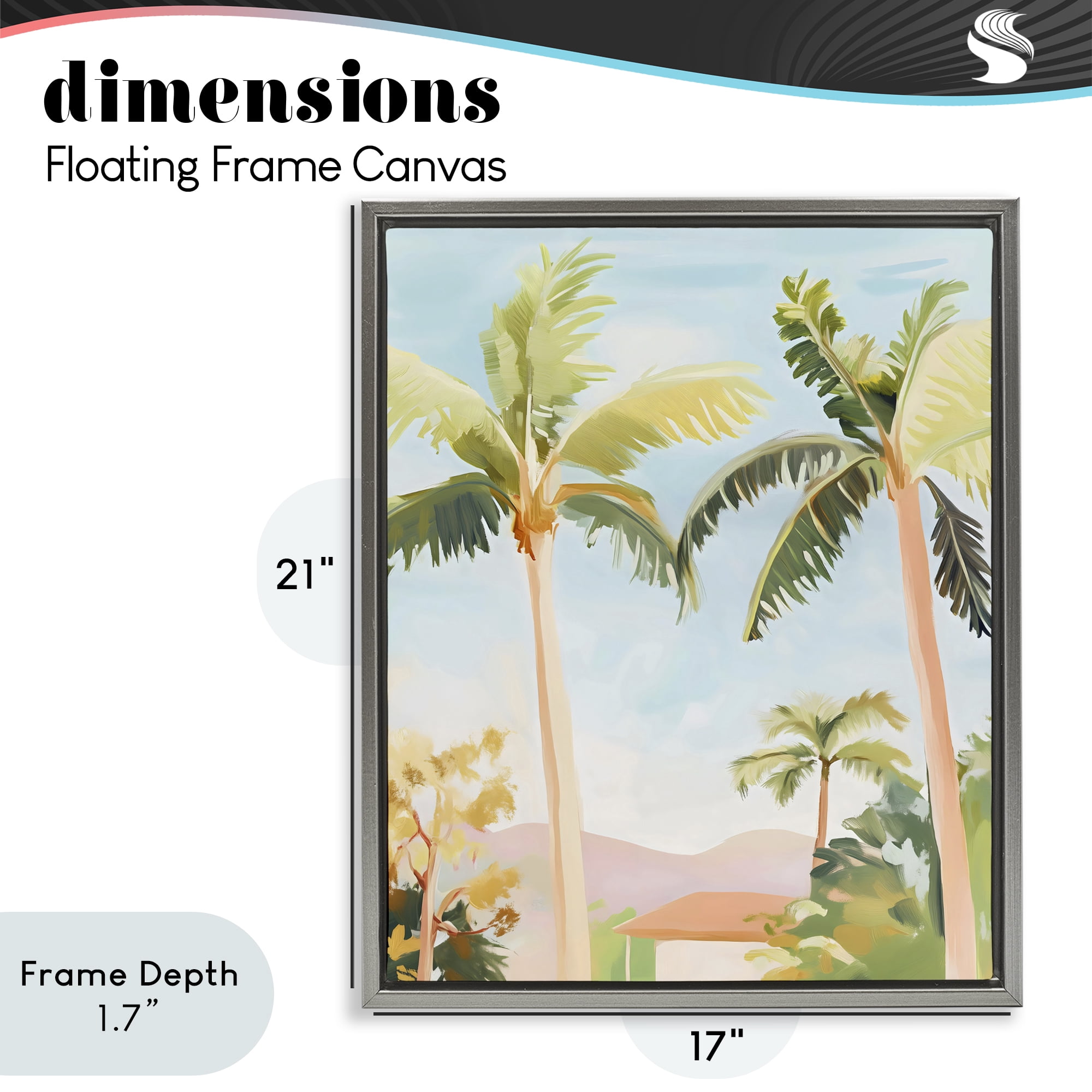 Stupell Industries Rising Above Tropical Palms Gray Framed Floater Canvas Wall Art, design by The Prints Vibe