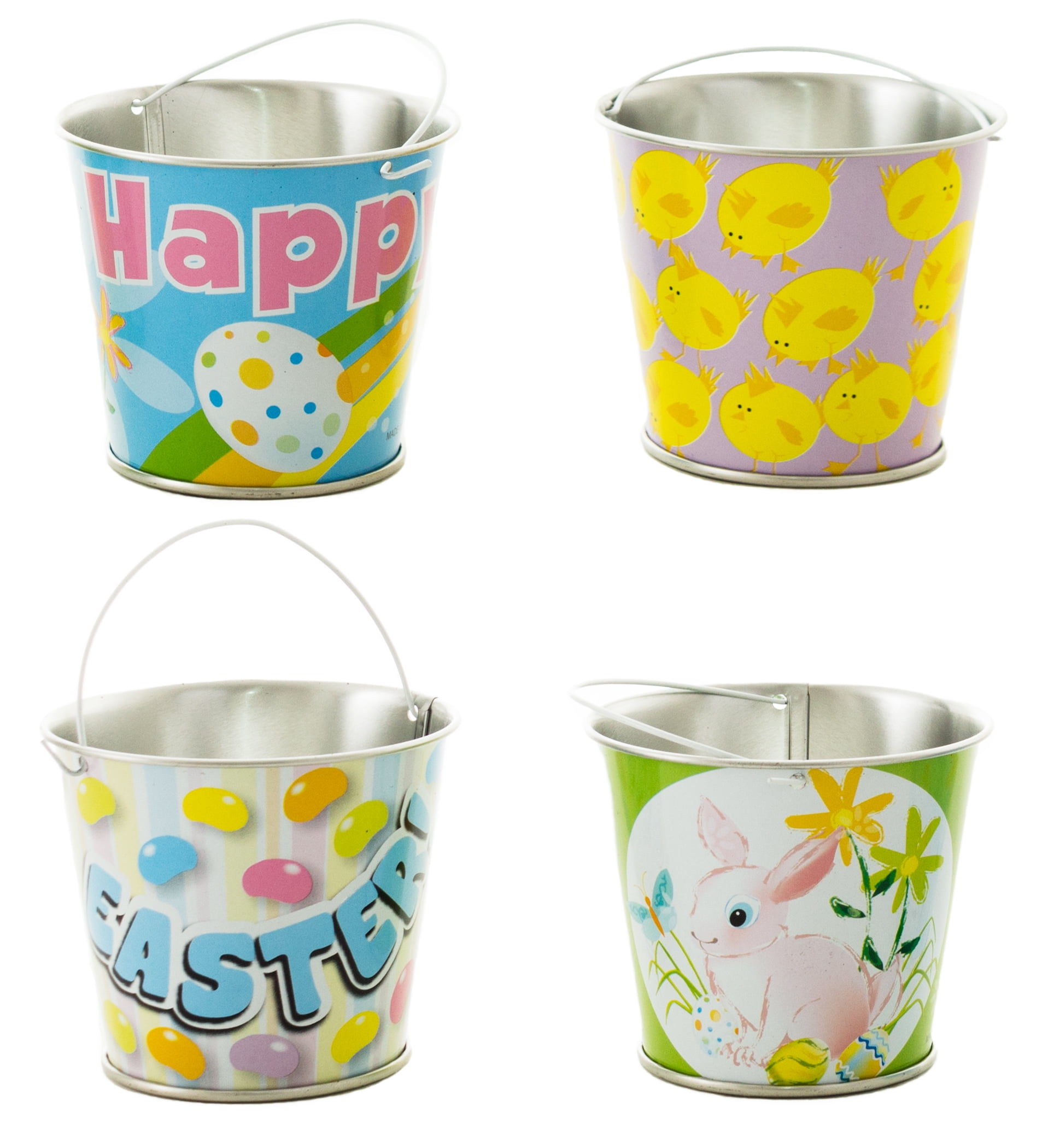 Mini Metal Easter Buckets 3.75" (Set of 4) Party Favor Decorations
