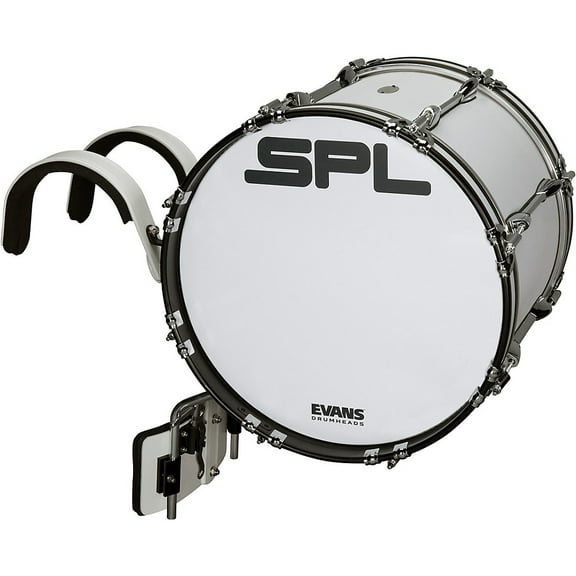 Sound Percussion Labs Birch Marching Bass Drum with Carrier - White 18 x 14 in.