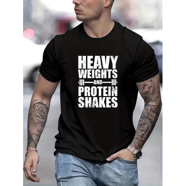 Camiseta cómoda con estampado de letras para hombre, ideal para el fitness, ideal para verano y actividades al aire libre.