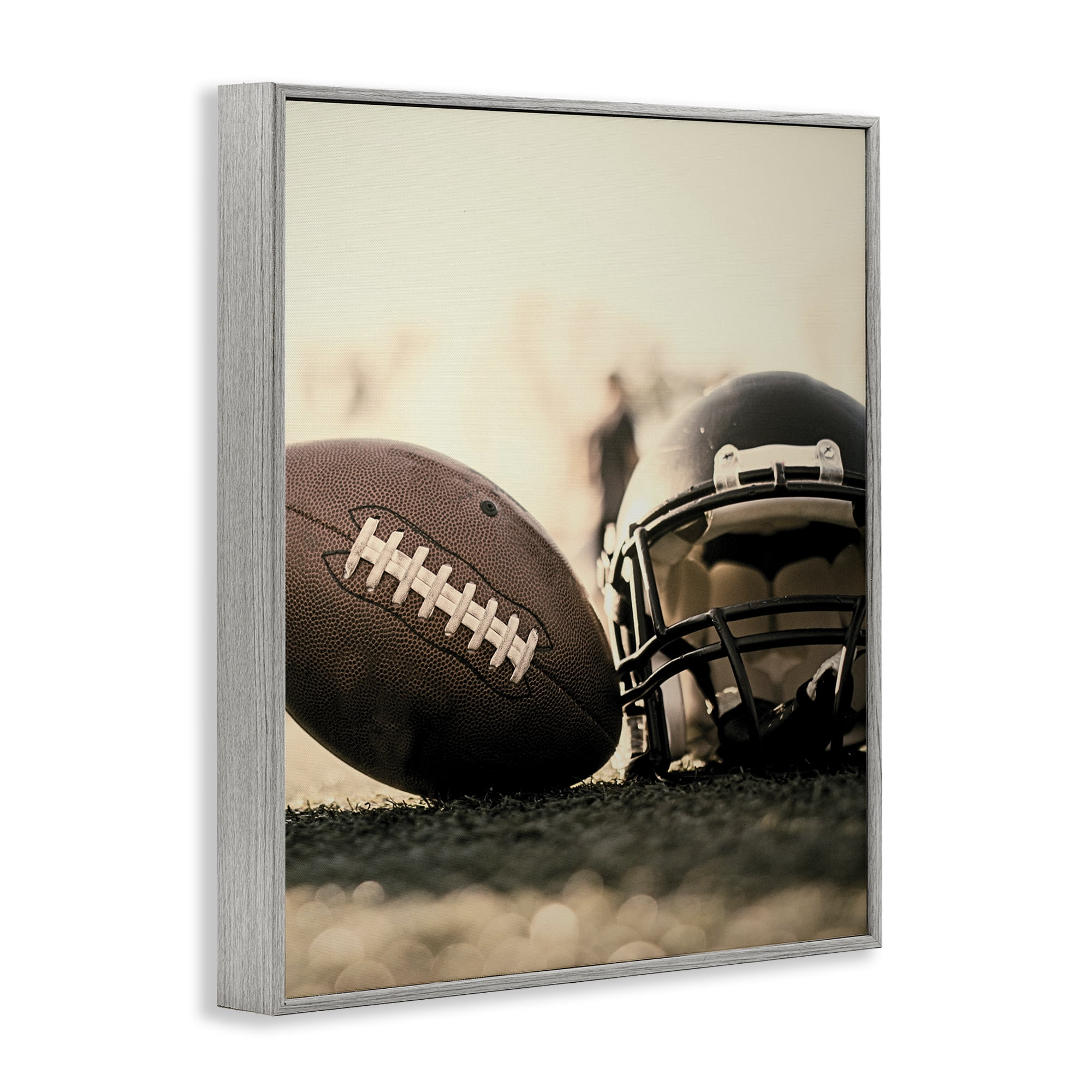 Stupell Industries Football Stand Alone Gray Framed Giclee Art, design by Jesse Keith