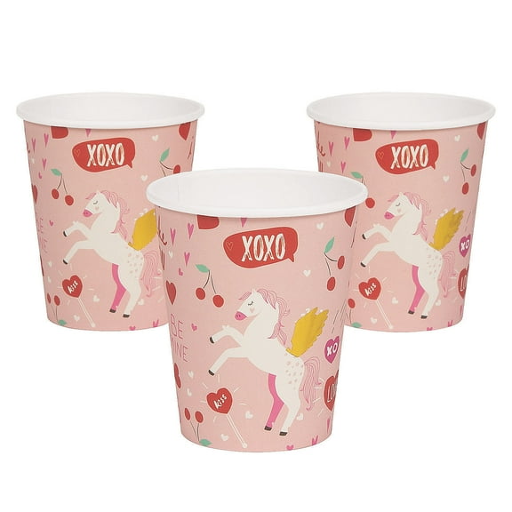 Valentine Unicorn Cup - Party Supplies - 8 Pieces