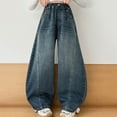 thumbnail image 4 of XIMIN Teen Girls Wide Leg Baggy Jeans Cute Elastic High Waisted Barrel Leg Jeans Trendy Denim Pants Trendy Preppy Y2K Denim Pants Vintage Streetwear Clothes, 4 of 6