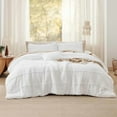 thumbnail image 6 of King Comforter Set - 4 Pieces Pinch Pleat Bed Set, White Boho Bedding for All Season, 1 Soft Comforter, 2 Pillowcases, 1 Decorative Pillow, 6 of 7