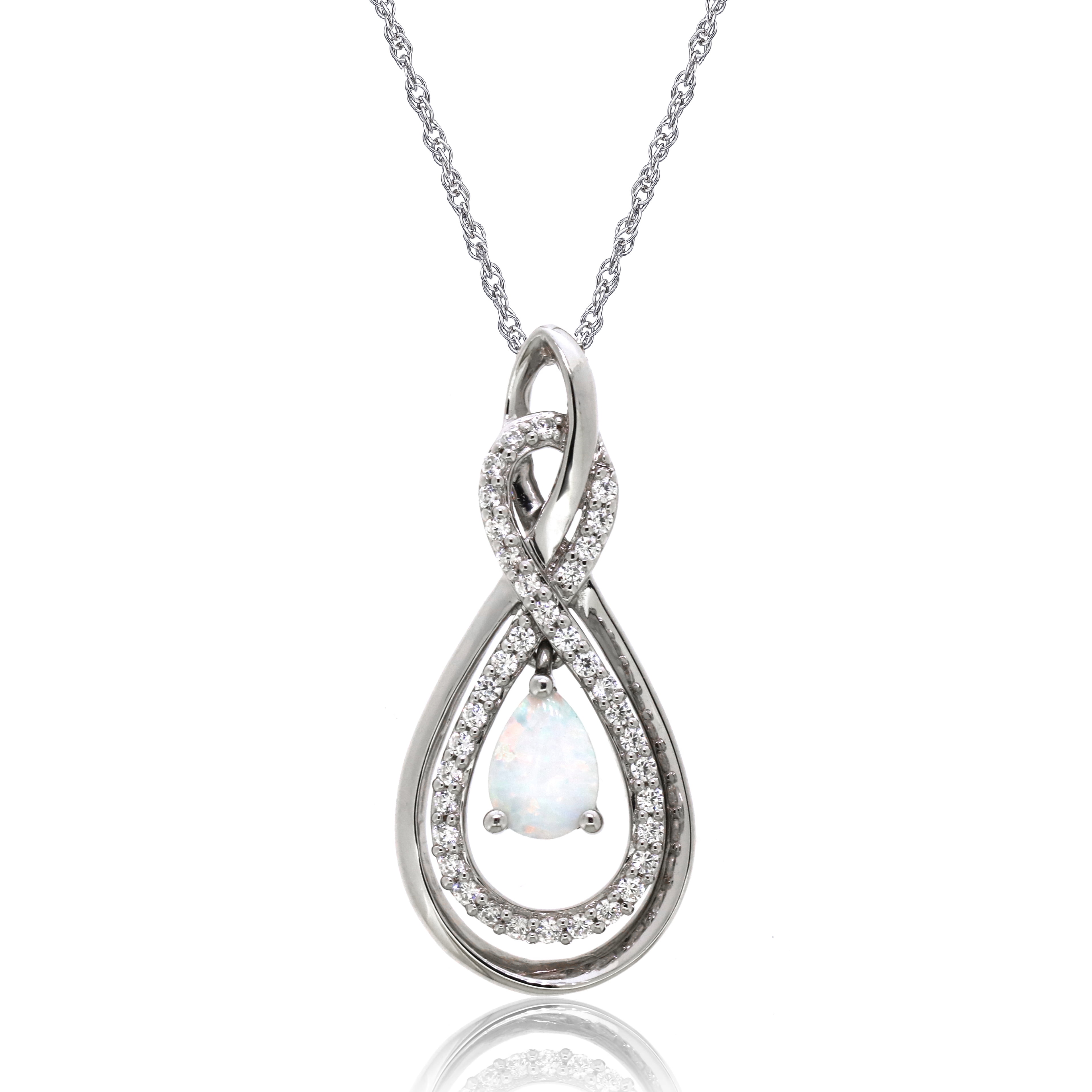 Brilliance Fine Jewelry Brilliance Fine Jewelry Sterling Silver Created Opal and White CZ