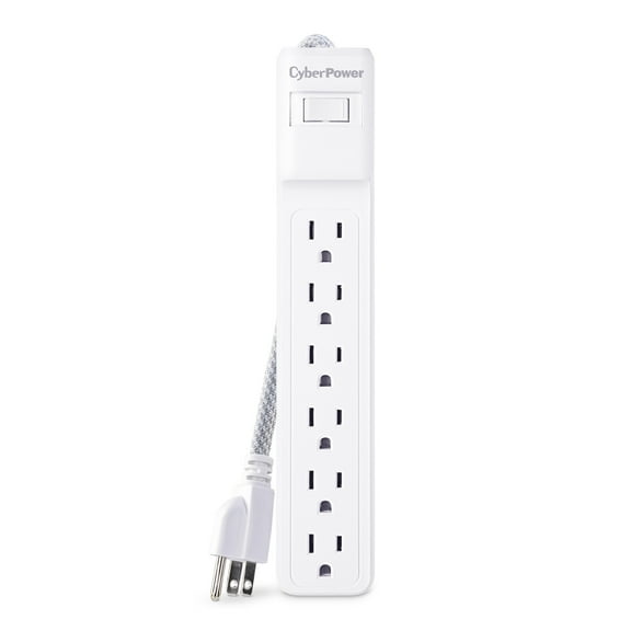 CyberPower B602BRD Surge Protector Power Strip, 6 Outlets, 500J, 2 ft Cord, White-Includes Manual