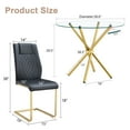 thumbnail image 3 of LUFTUT 5-Piece 36.6 Inch Round Dining Table Set for 4, Modern Glass Top Kitchen Table with 4 Black PU Chairs, Gold Chrome Base Minimalist Dinner Set for Small Spaces, 3 of 9