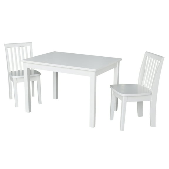 International Concepts Indoor Wood Mission Kids Table and Chairs Set in White - 3 Piece Set