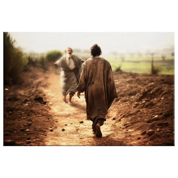 GATEGOO Poster The Father Runs Towards His Son, The Prodigal Son, Wall Art 8X12, UNFRAMED