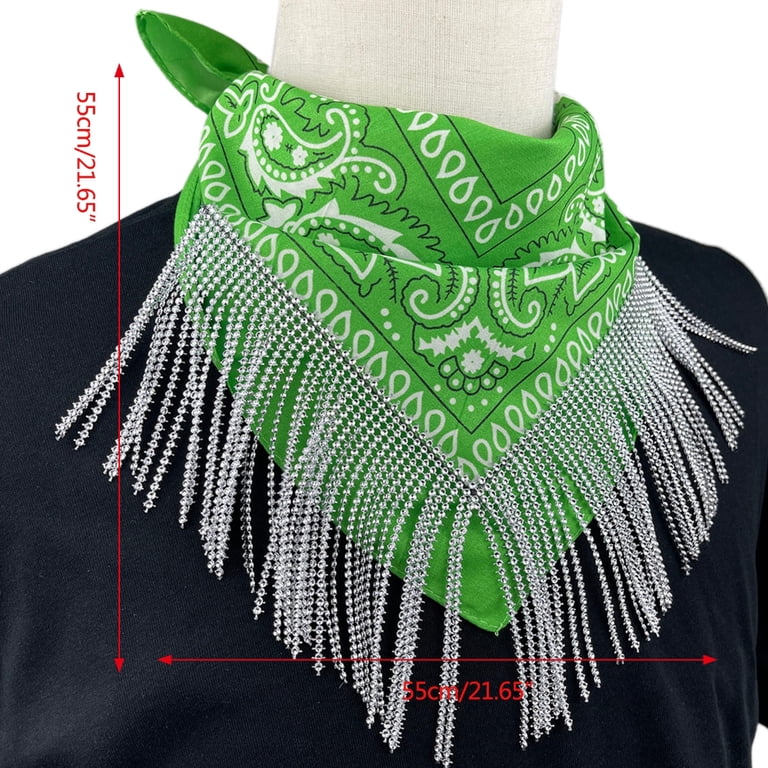 YUUZONE Unisex Rhinestone Fringe Bandana Cashew Print  display picture 2