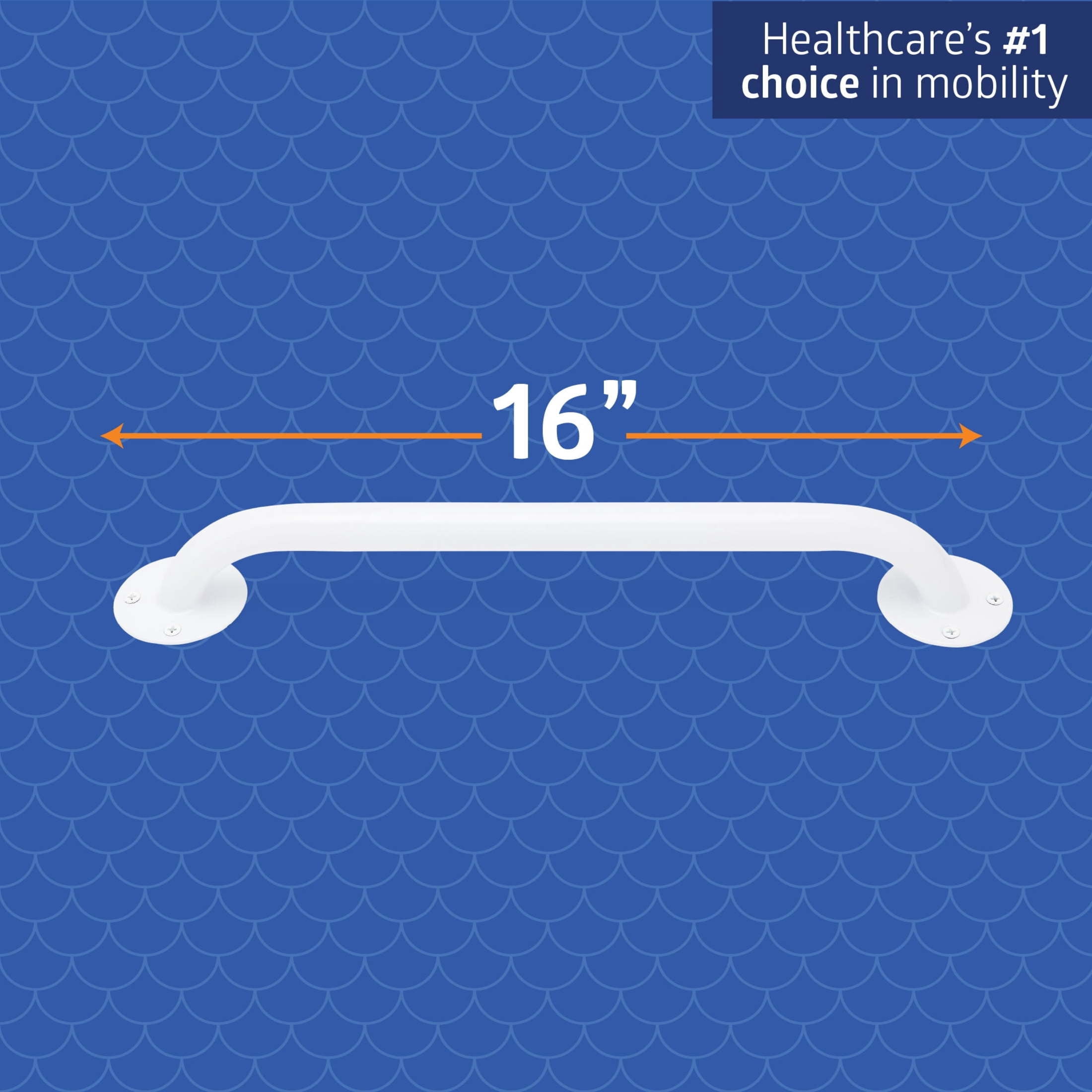 Medline White 16" Grab Bar for Shower & Tub, 300 lb. Weight Capacity