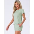 thumbnail image 3 of DARING DIVA Ribbed Knit Pajama Set Soft Short Sleeve Top XS Green, 3 of 7