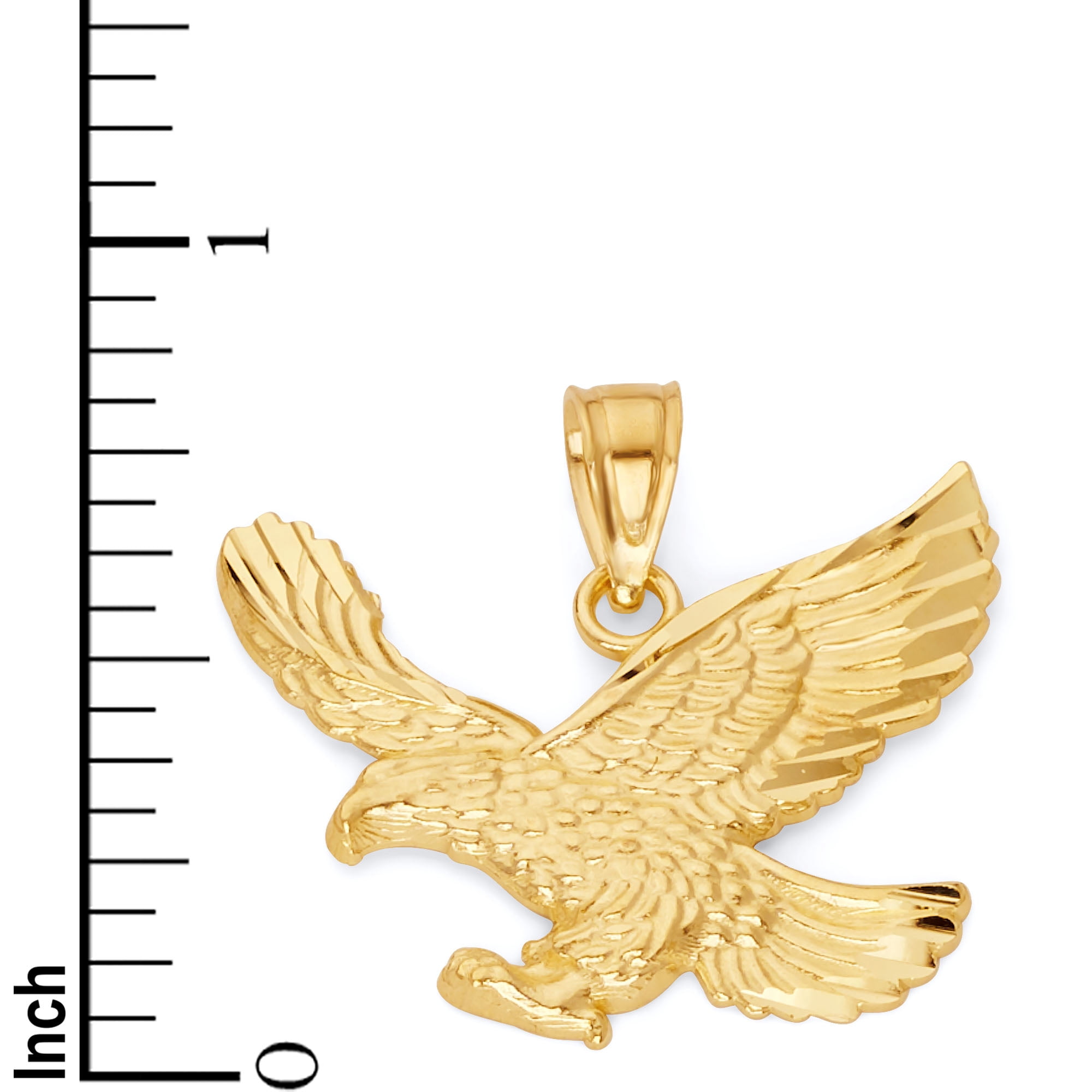 Solid 10k Gold Flying Bald Eagle Pendant - USA Jewelry for Men - Golden Fire