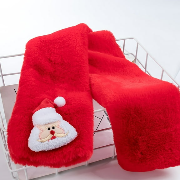 COSMOBETTY 1Set Red Imitation Hair Cross Scarf for Little Girl Winter Autumn Party