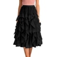 thumbnail image 4 of Womens Maxi Skirt Flowy High Waisted Tiered Layered Long Skirt Color Black Size One Size, 4 of 4