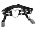 thumbnail image 5 of Women Star Heart Garters Belts Rivets Gothic Punk Leather Garter Leg #5 Black, 5 of 8