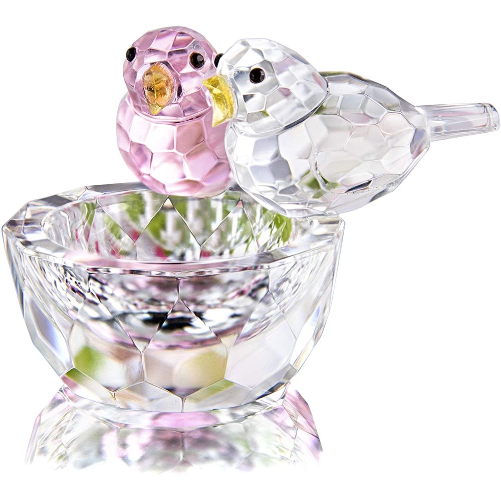 H&D Crystal Bird Figurine Collectible Art Glass Animal Figurines Table